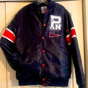 PARISH NATION LIGHTWEIGHT NAVY BLUE MENS RED BUTTON - UP JACKET